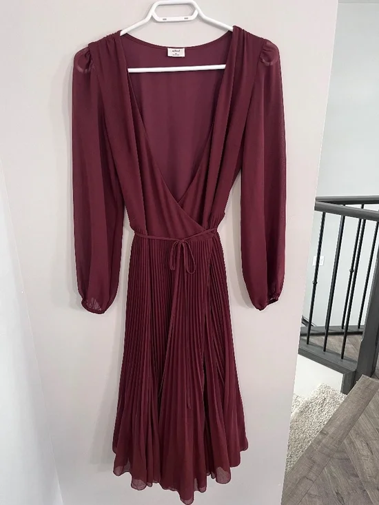 Aritzia wilfred beaune wrap midi dress burgundy XS - Picture 2 of 3